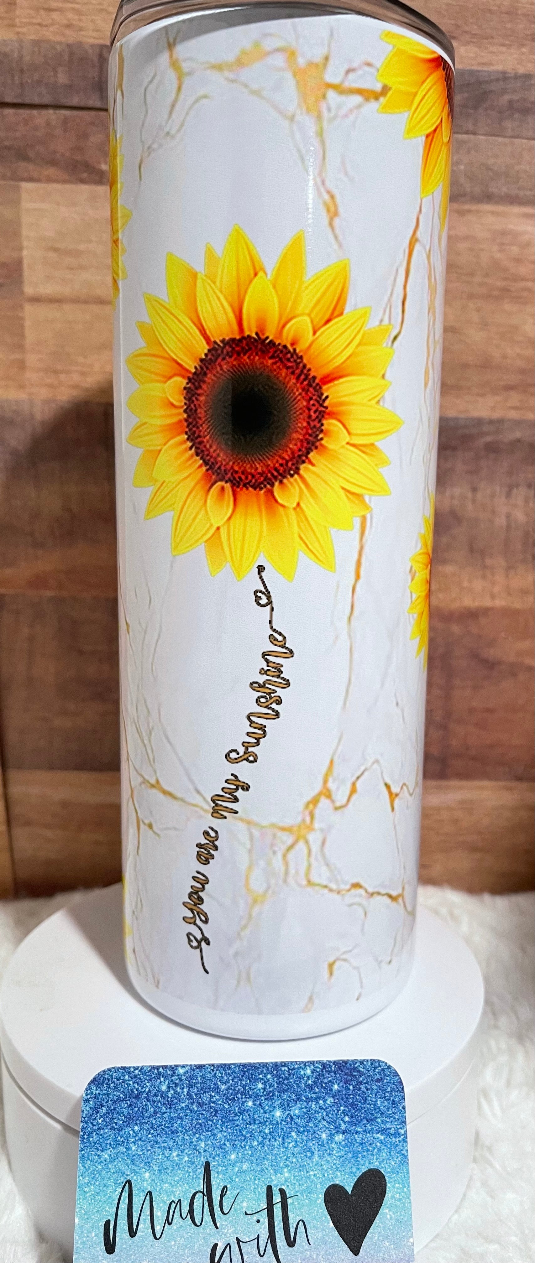 Sunflower Wine Glasses Set of 2 - You Are My Sunshine - 17 oz